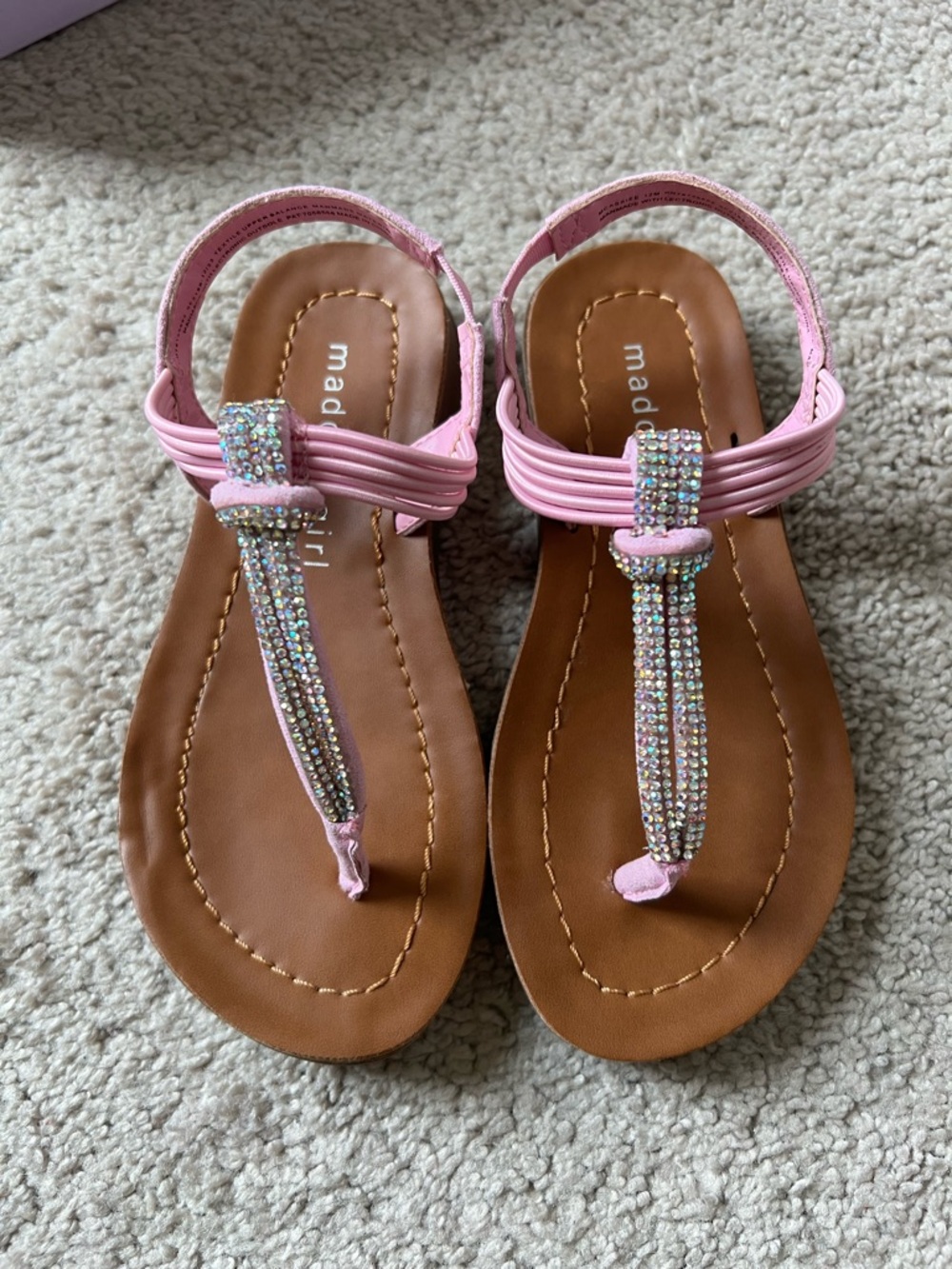 Madden Girl Pink Crystal Embellished T-Strap Sandal